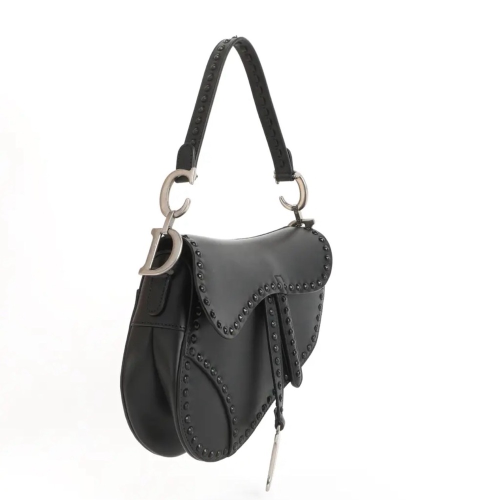 Dior RARE LIMITED EDITION Saddle Bag Studded Black Leather - Picture 2 of 15